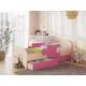 Кровать Мозаика с бортиками и ящиком млечный дуб с розовым