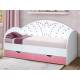 Кровать с продольной мягкой спинкой Корона №4 800х1900 мм розовая
