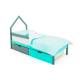 Кровать-домик мини Svogen с ящиками и бортиком графит-мятный