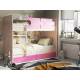 Кровать двухъярусная Тетрис латы с бортиками дуб млечный-розовый