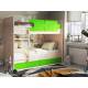 Кровать двухъярусная Тетрис латы с бортиками дуб млечный-лайм