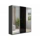 Шкаф-купе Прайм Широкий 3-х дверный два зеркала/стекло черное Серый Диамант