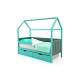 Кровать-домик мягкий Svogen с ящиками и бортиком мятный