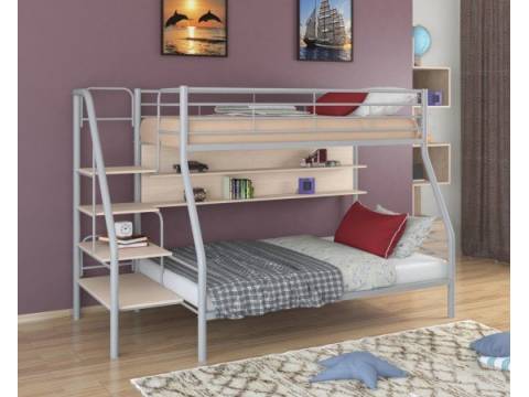 Двухъярусная кровать Толедо 1П серый молочный
