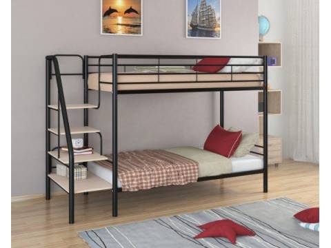 Двухъярусная кровать Толедо черный/молочный