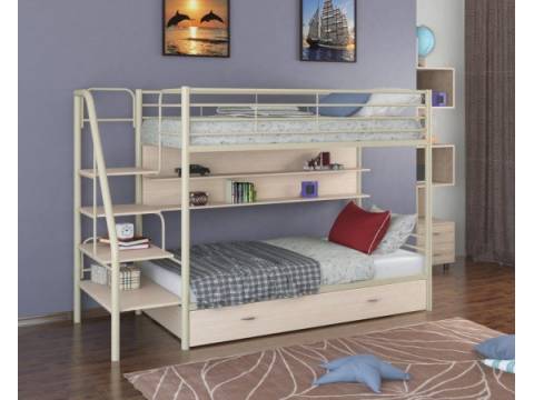 Двухъярусная кровать Толедо ПЯ слоновая кость дуб молочный