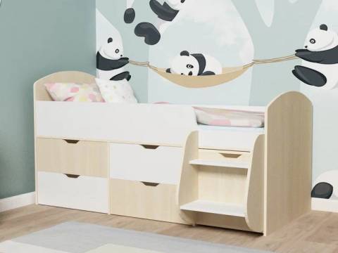 Кровать Малыш-7 Дуб-Белое дерево