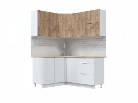 Кухонный гарнитур угловой Асти Вайт 1600х1400