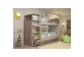 Двухъярусная кровать со шкафом Мая латофлексы ясень