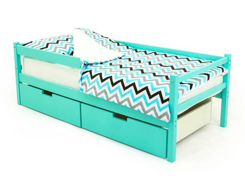 Кровать-тахта Svogen с ящиками и бортиком мятный