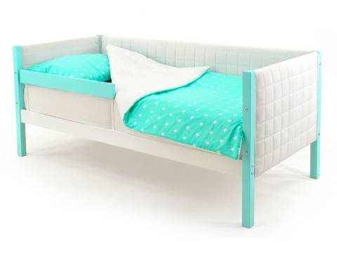 Кровать-тахта мягкая Svogen с бортиком мятно-белый