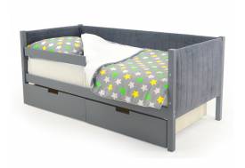 Кровать-тахта мягкая Svogen с ящиками и бортиками графит