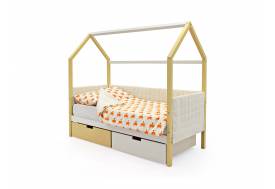 Кровать-домик мягкий Svogen с ящиками бежево-белый