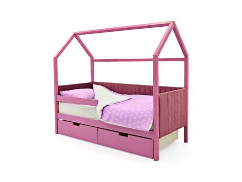 Кровать-домик мягкий Svogen с ящиками и бортиком лаванда