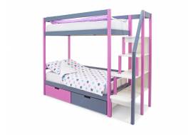 Двухъярусная кровать Svogen с ящиками лаванда-графит