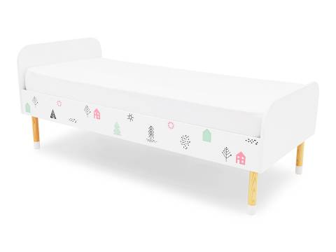 Кровать Stumpa Классика с рисунком Домики розовый, бирюзовый