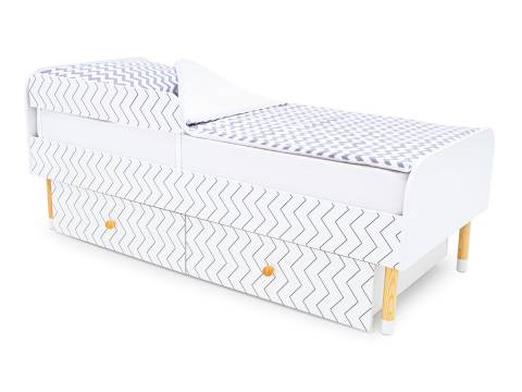 Кровать Stumpa Классика с бортиком и ящиками Геометрия Зигзаги