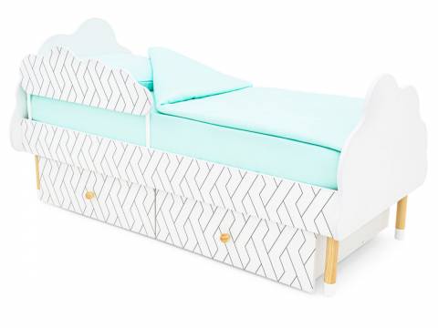 Кровать Stumpa Облако бортик и ящики рисунок Косички