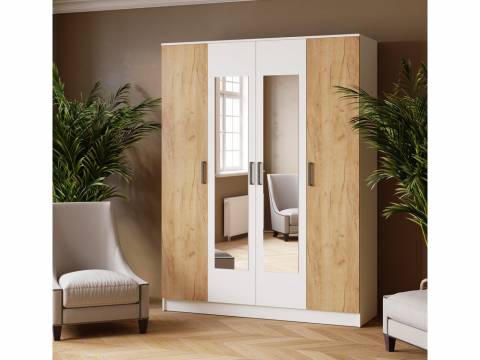 Шкаф комбинированный Ларс 1600 белый-дуб крафт золотой