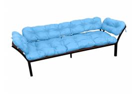 Диван Дачный с подлокотниками голубая подушка