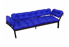 Диван Дачный с подлокотниками синяя подушка