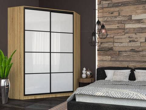 Угловой шкаф-купе Лофт фасад МДФ белый глянец 3г