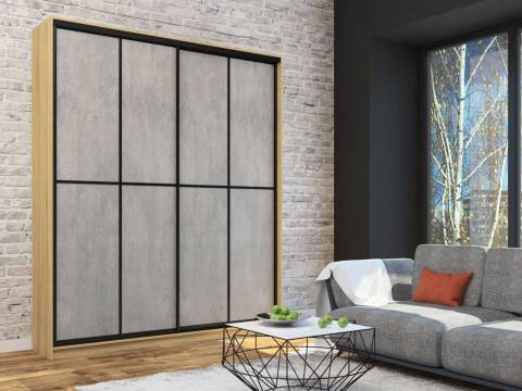 Шкаф-купе Лофт Шк20-60 2000 глубина 600 фасад МДФ бетон +