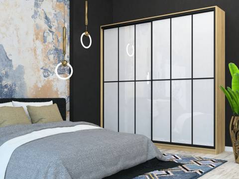 Шкаф-купе Лофт Шк24-60 2400 глубина 600 фасад МДФ белый глянец +