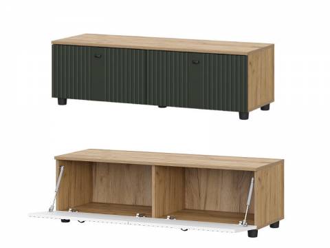 Тумба телевидеоаппаратура со створками Милан Дуб Золотой/Олива Софт