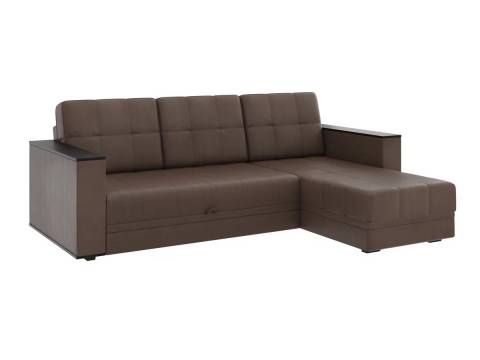 Диван угловой Атлант без столика кожзам коричневый