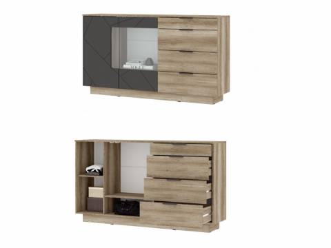 Комод КМ 02 1704 4 ящика со стеклом Даллас