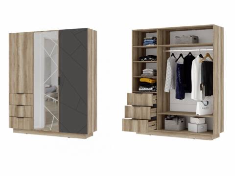 Шкаф 3х-створчатый ШК 01 Даллас