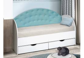 Кровать с продольной мягкой спинкой Софа №10 бирюза 800х1900