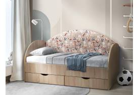 Кровать с продольной мягкой спинкой Софа №11 800х1900 мишки