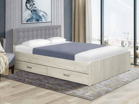 Кровать двойная №6 с ящиками 1400х1900 с мягкой спинкой