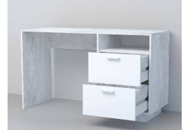 Стол письменный Эго Ст-3 бетон светлый/белый глянец на цоколе