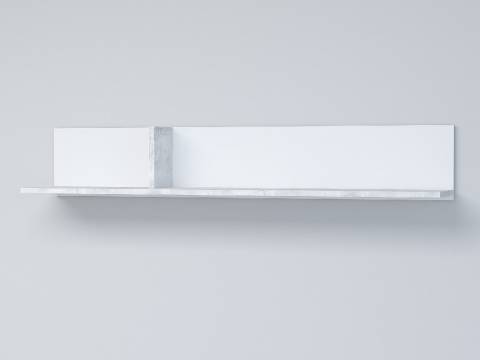 Полка навесная Эго Пл-2 бетон светлый/белый глянец