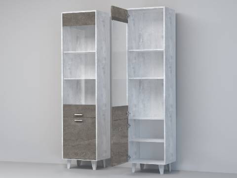 Пенал Эго ПС-1 бетон светлый/камень темный на ножках