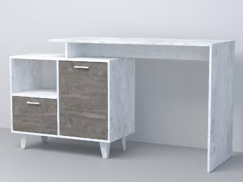 Стол письменный Эго Ст-2 бетон светлый/камень темный на ножках