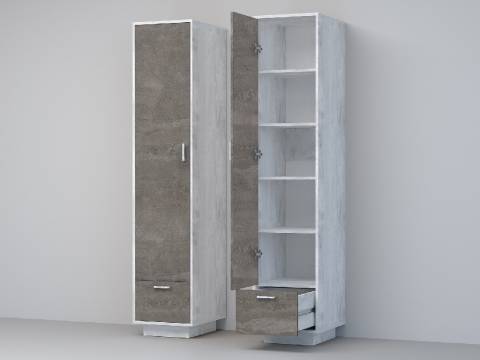 Пенал Эго П-1 бетон светлый/камень темный на цоколе