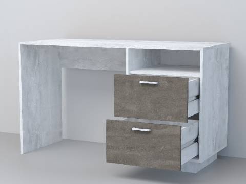 Стол письменный Эго Ст-3 бетон светлый/камень темный на цоколе