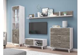 Гостиная Эго бетон светлый/камень темный