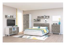 Спальня Эго бетон светлый/камень темный