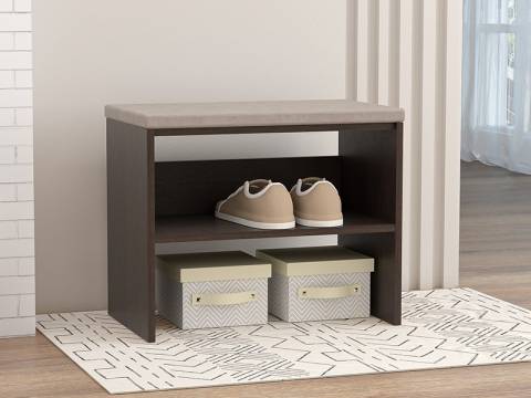 Обувница мягкая ЛДСП венге/велюр бежевый