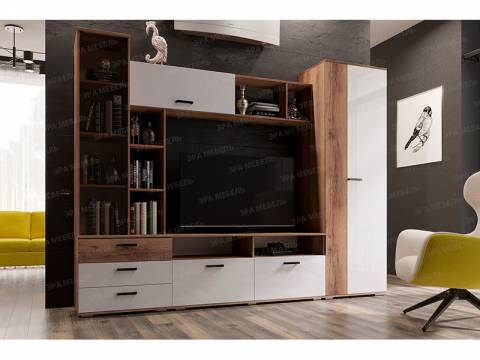 Гостиная Крокус Дуб делано-Белый глянец