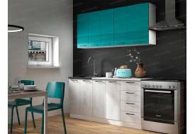 Кухонный гарнитур Лагуна МДФ 1600 морская волна софт/дуб седой