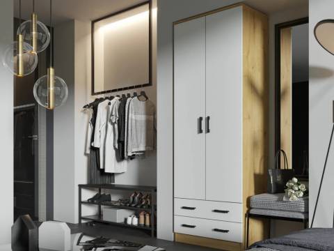 Шкаф Дуэт платяной вотан/белый гладкий