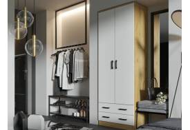 Шкаф Дуэт дуб вотан/белый гладкий