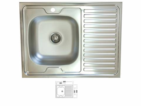 Мойка накладная Владикс без сифона V-201 600х800