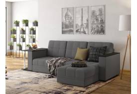 Диван угловой Атлант со столиком велюр Neo 26 графит темно-серый